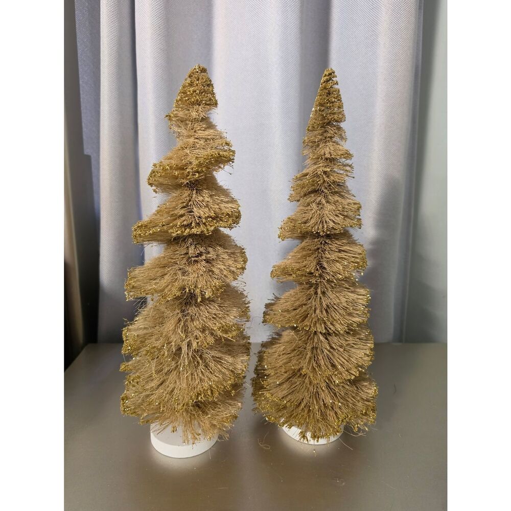 New Target 2025 Wondershop 16" Christmas Spiral Sisal Tree Gold Glitter set of 2